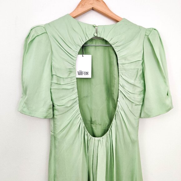 Aiifos Short Sleeve Keyhole Back Maxi Dress in Green Medium - Picture 8 of 12